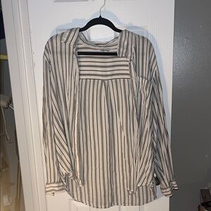 Lucky Brand Black and White Striped Button Down Shirt